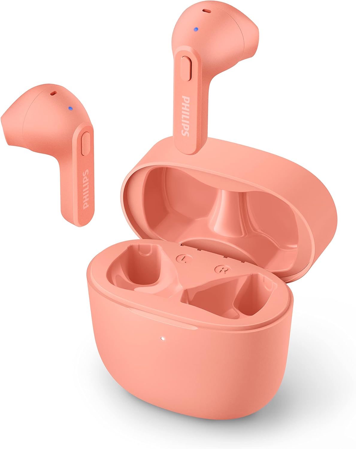Philips TAT2236PK/00 Wireless Earbuds, In Ear Earbuds without Ear Tips, Super Slim Charging Case, Splash and Sweat Resistant, Bluetooth, 18 Hours Play Time, Built In Mic, Comfortable Fit, Pink