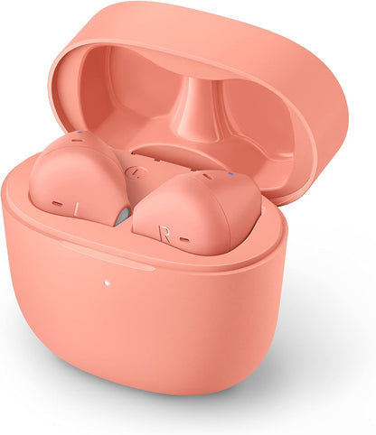 Philips TAT2236PK/00 Wireless Earbuds, In Ear Earbuds without Ear Tips, Super Slim Charging Case, Splash and Sweat Resistant, Bluetooth, 18 Hours Play Time, Built In Mic, Comfortable Fit, Pink