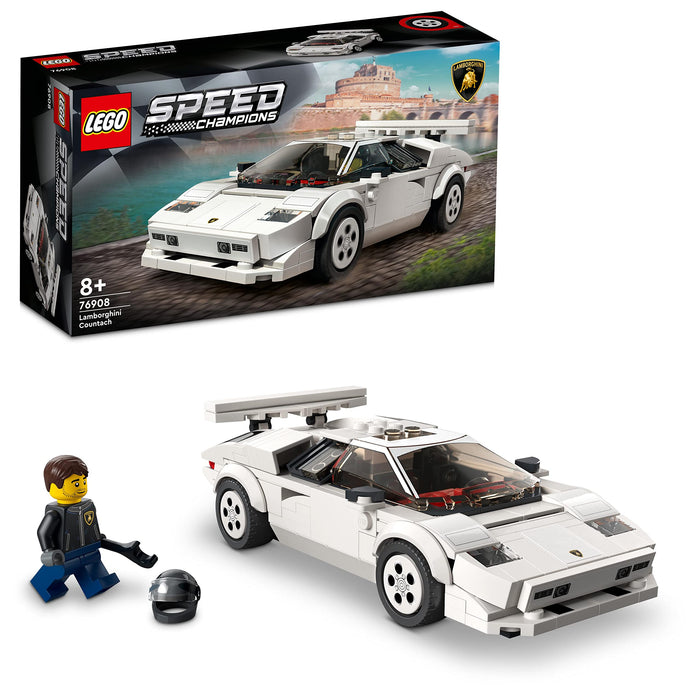 LEGO 76908 Speed Champions Lamborghini Countach, Race Car Toy Model Replica