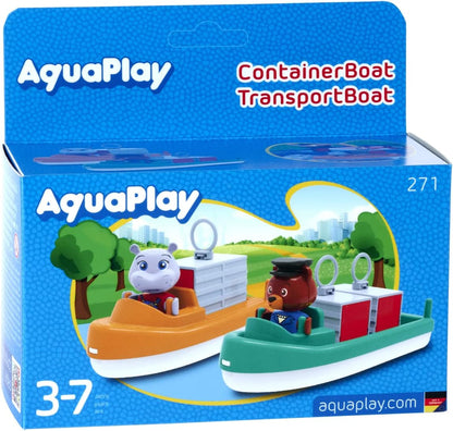 AquaPlay - Container and Transport Boat - Accessories Waterways or for the Bathtub, 2 Boats, Containers and BO and Wilma, for Children from 3 Years, 8700000271, Colourful