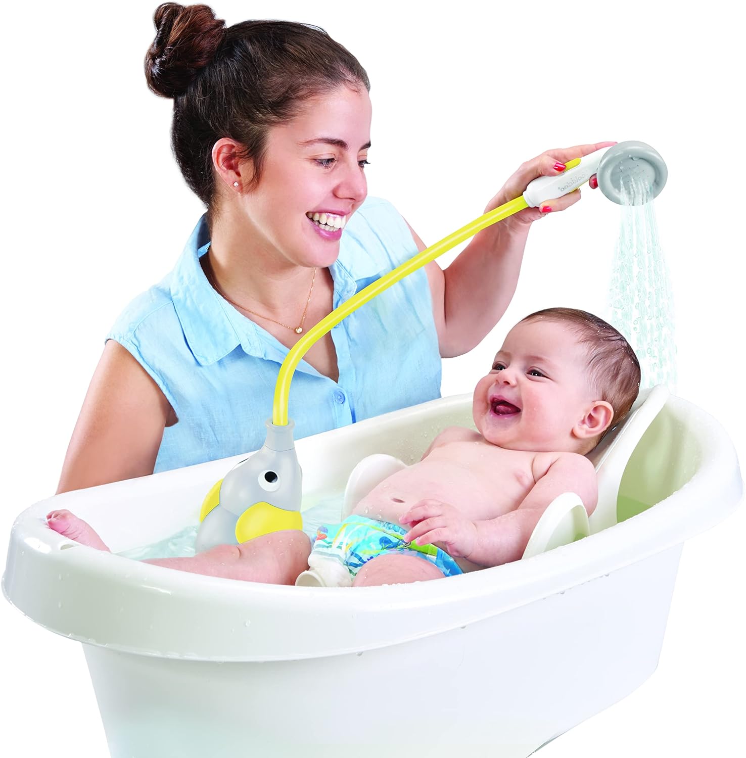 Yookidoo - Gele olifant baddouche - badspeelgoed voor baby's - bad- en douchespel voor het ontwaken van de zintuigen - spergerslang badspeelgoed baby - cadeau voor baby's van 0 tot 2 jaar