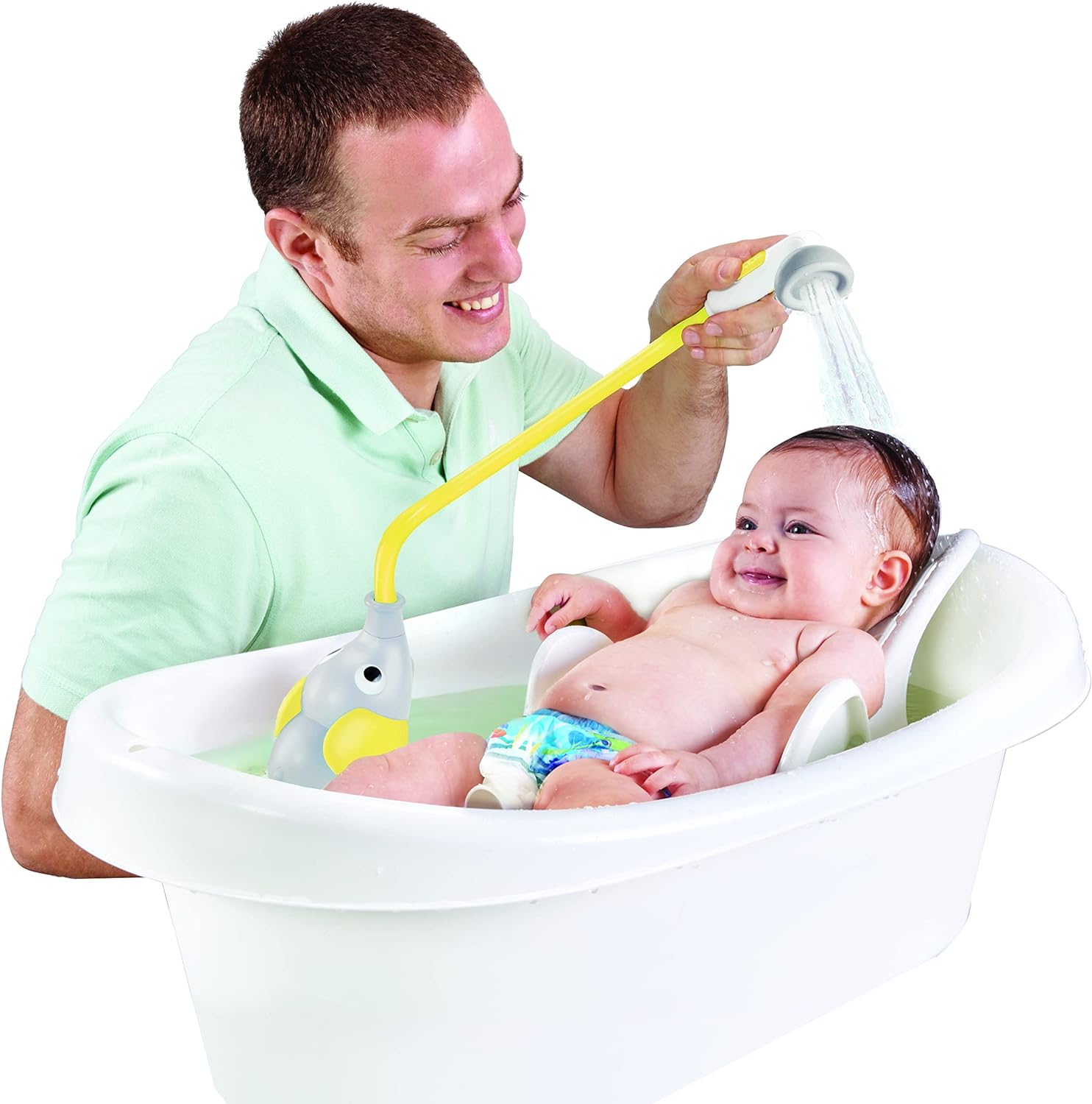 Yookidoo - Gele olifant baddouche - badspeelgoed voor baby's - bad- en douchespel voor het ontwaken van de zintuigen - spergerslang badspeelgoed baby - cadeau voor baby's van 0 tot 2 jaar