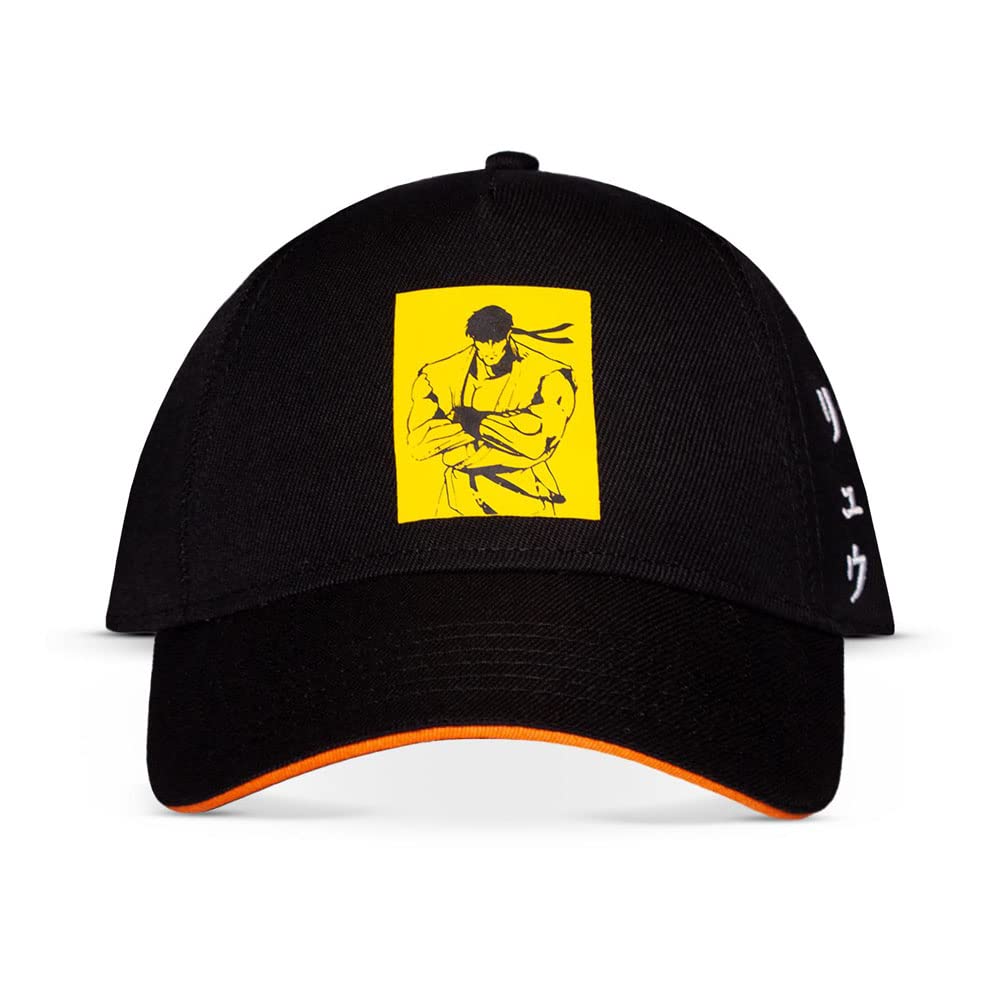 STREET FIGHTER Ryu Yellow Poster Print Adjustable Cap, Black/Orange (BA044528SFG