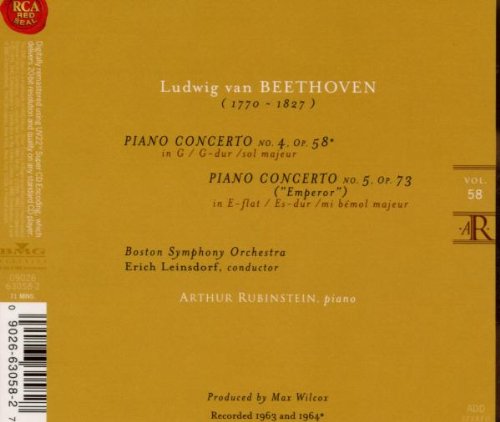 Rubinstein Collection, Vol. 58: Beethoven: Piano Concertos Nos. 4 and 5
