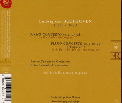 Rubinstein Collection, Vol. 58: Beethoven: Piano Concertos Nos. 4 and 5