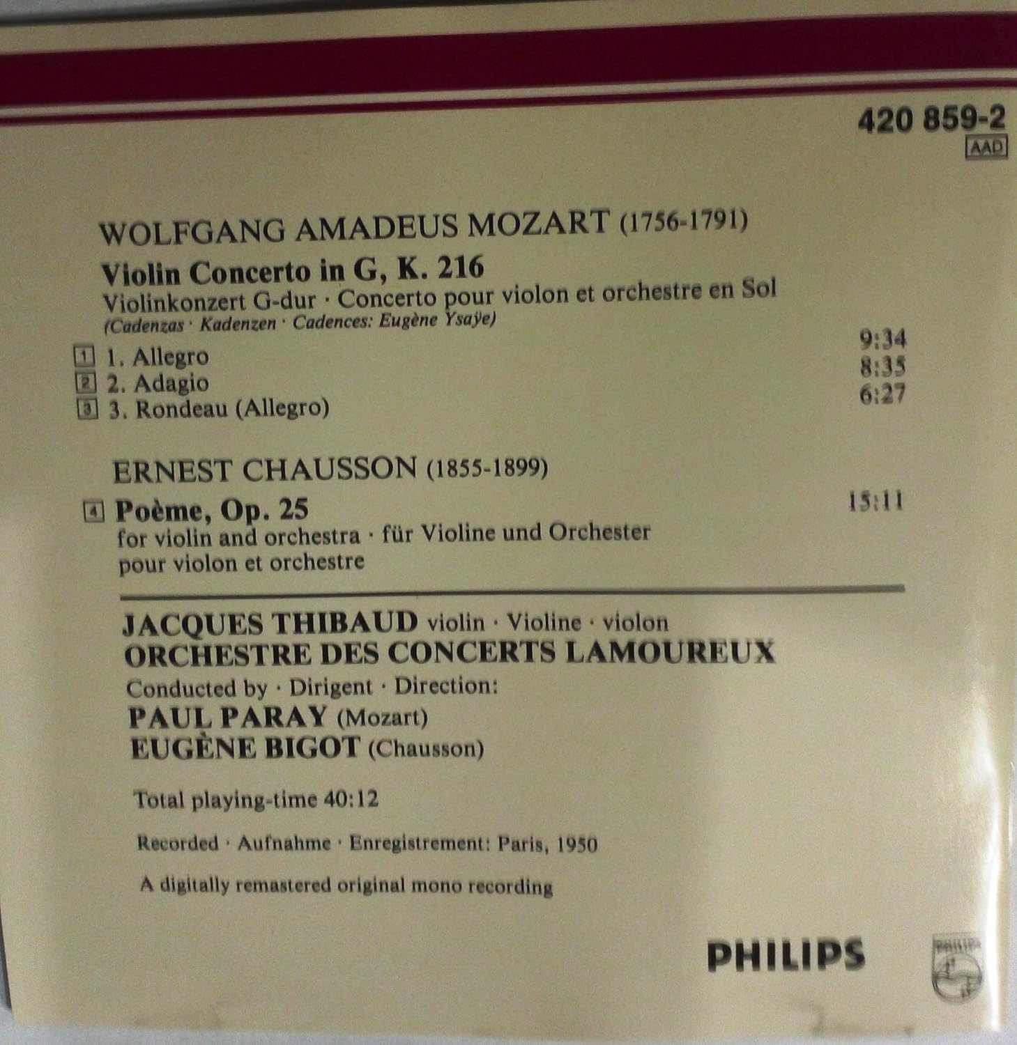 Mozart:Violin Concerto K.216