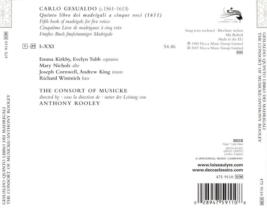 5th Book of Madrigals