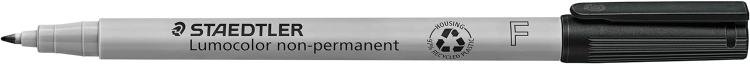 STAEDTLER 316-9 Lumocolor Non-Permanent Pen, Fine Line Width, 0.6mm - Black (Box of 10