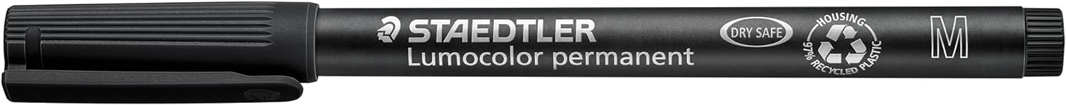 STAEDTLER 317 WP4 Lumocolor Permanent Pen, Medium Line Width, 1.0mm - Assorted Colours (Pack of 4