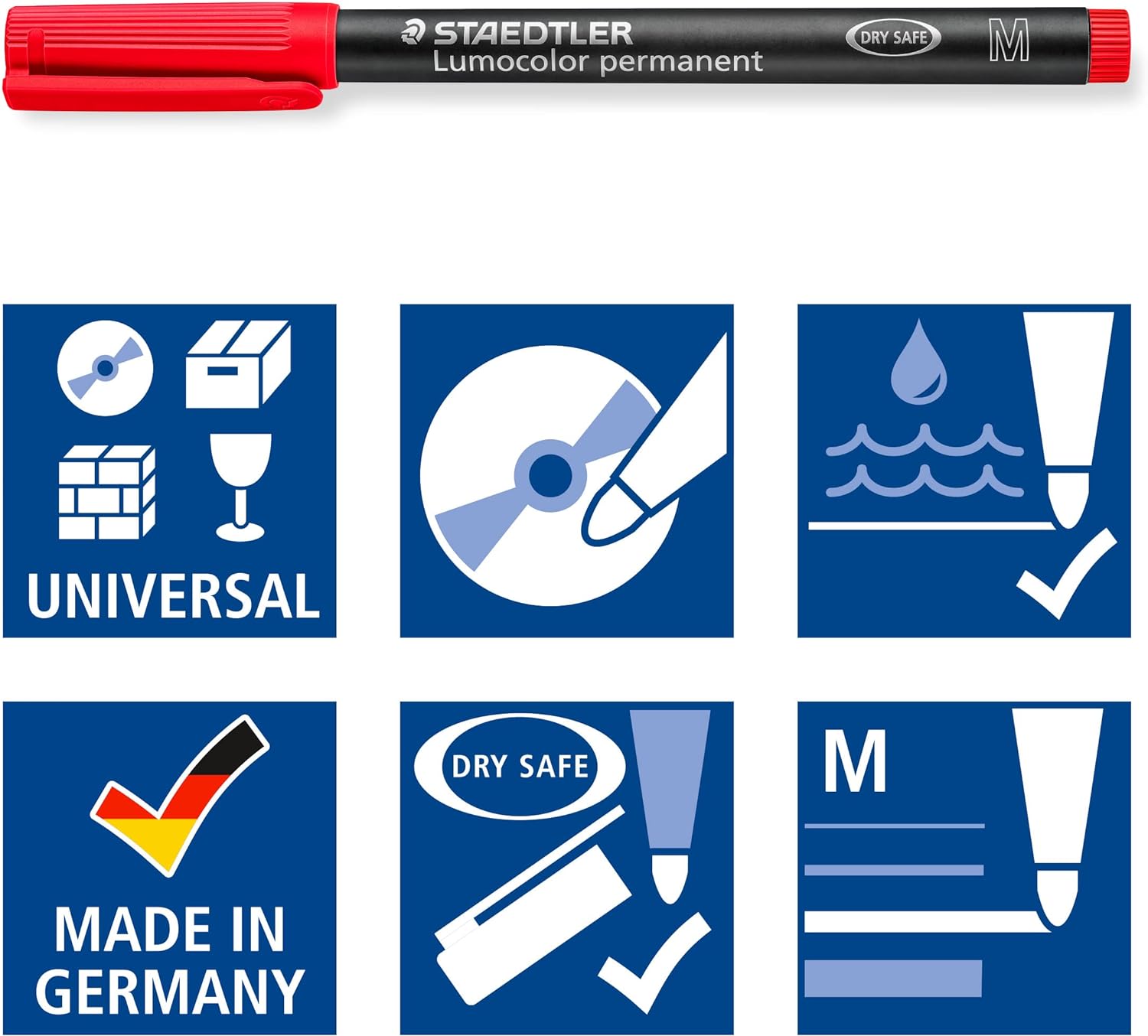 STAEDTLER 317 WP4 Lumocolor Permanent Pen, Medium Line Width, 1.0mm - Assorted Colours (Pack of 4