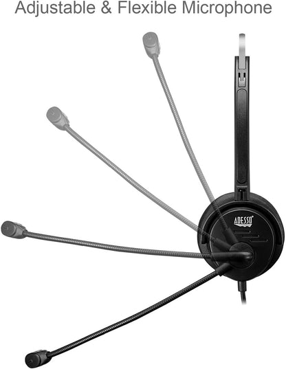 Adesso Xtream P1 Single-Sided USB Wired Headset with Built-in Microphone