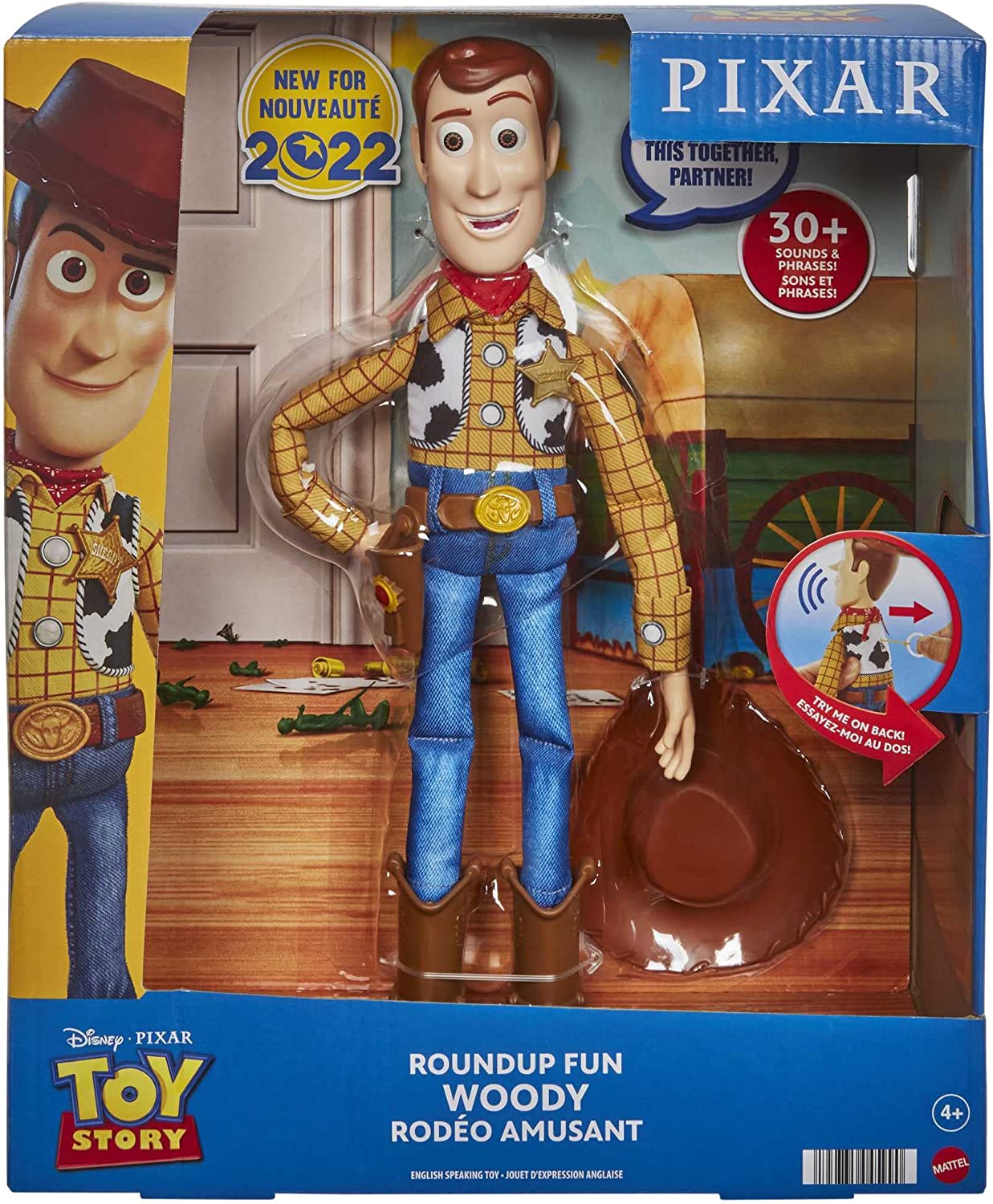 Disney and Pixar Toy Story Movie Toy, Talking Woody Figure with Ragdoll Body, 20 Phrases, Pull Tab Activated Sounds, Roundup Fun