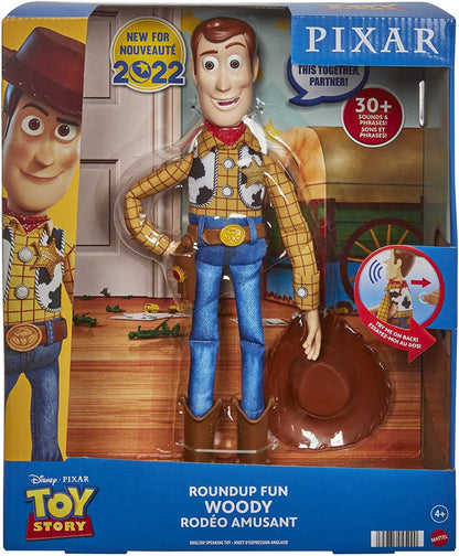Disney and Pixar Toy Story Movie Toy, Talking Woody Figure with Ragdoll Body, 20 Phrases, Pull Tab Activated Sounds, Roundup Fun