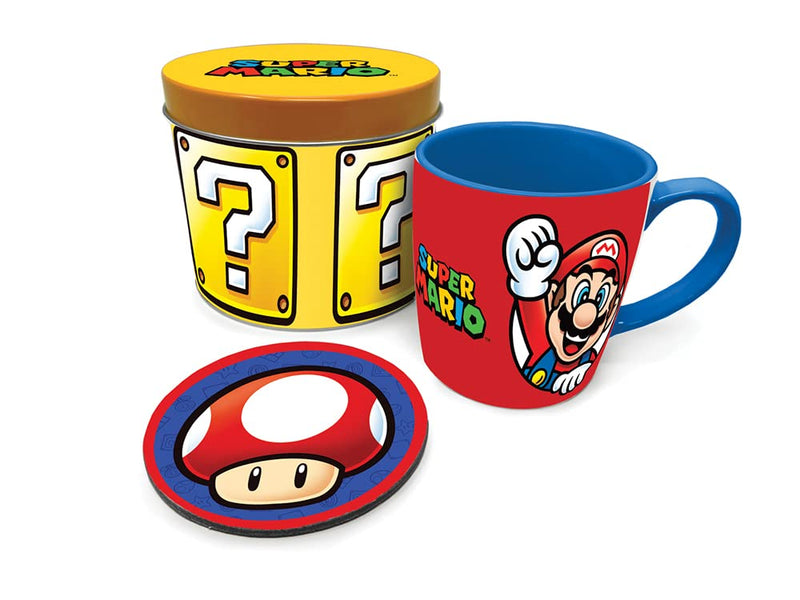 Super Mario Gift Set with Mug and Coaster in Reusable Gift Tin - Official Merchandise