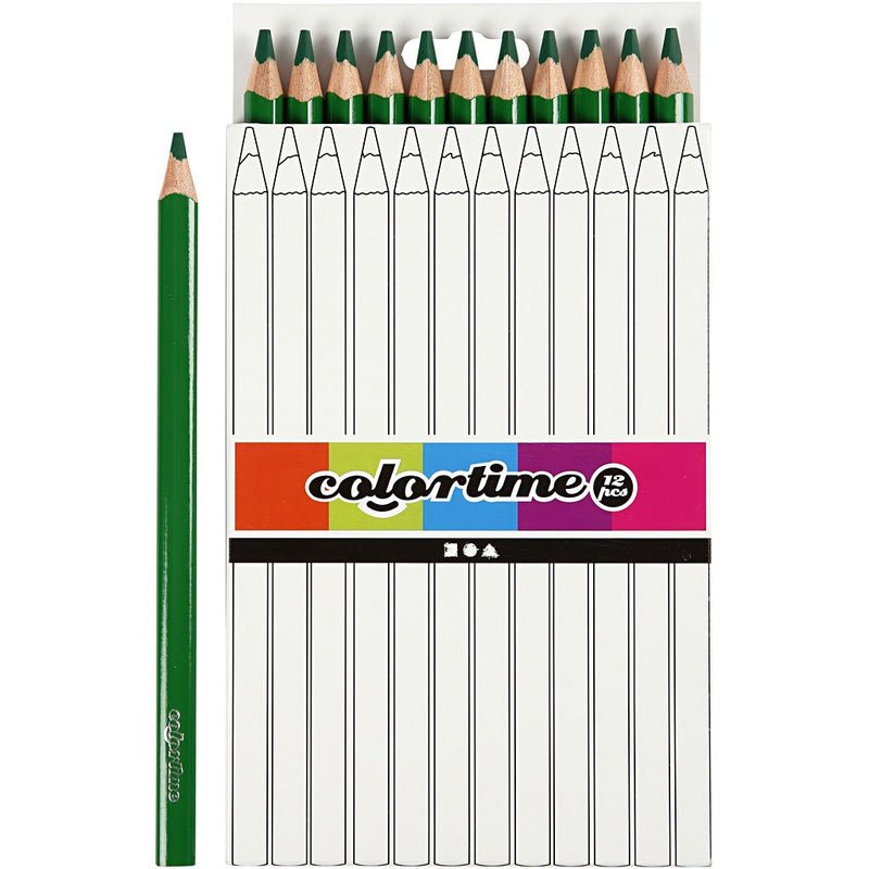 Colortime - Driehoekige Jumbo kleurpotloden - Groen 12st.