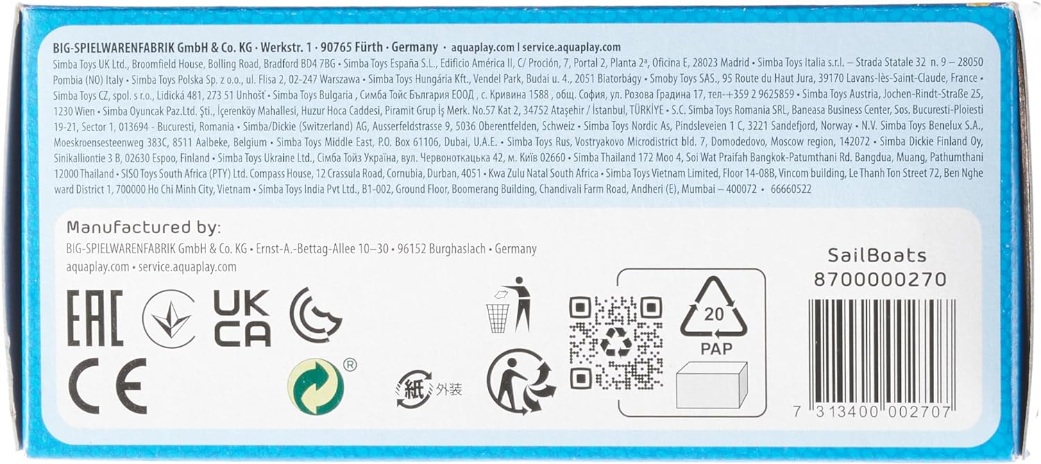 AquaPlay - 2 sailboats + 2 figures - accessories for AquaPlay Waterways or for the bathtub, 2 sailboats and Nils and Lotta, for children aged 3 and over