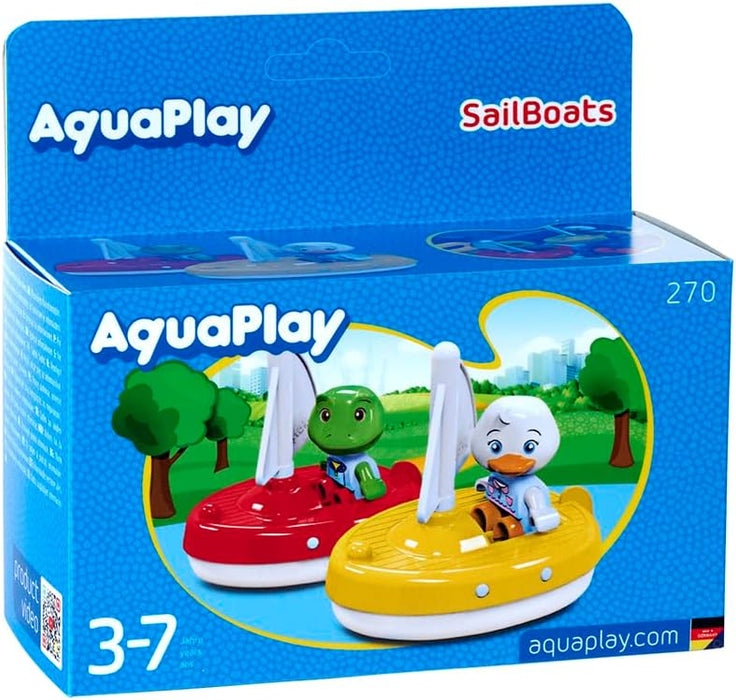 AquaPlay - 2 sailboats + 2 figures - accessories for AquaPlay Waterways or for the bathtub, 2 sailboats and Nils and Lotta, for children aged 3 and over
