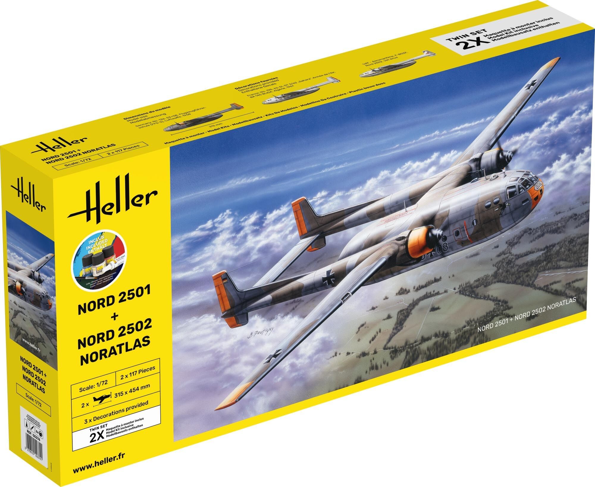 Heller Model Planes: Starter Kit: North 2501 and North 2502 "NORATLAS Twinset