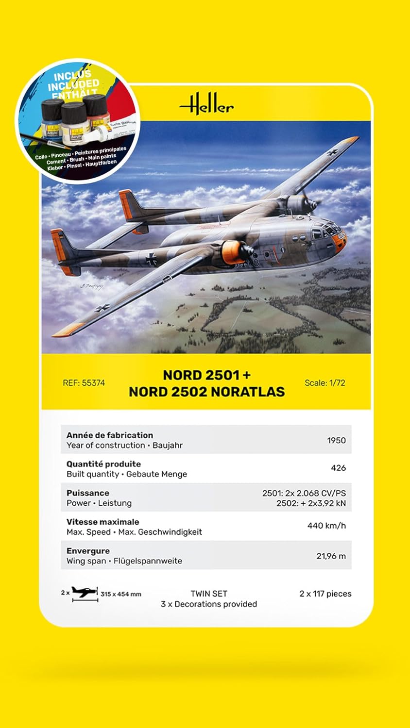 Heller Model Planes: Starter Kit: North 2501 and North 2502 "NORATLAS Twinset