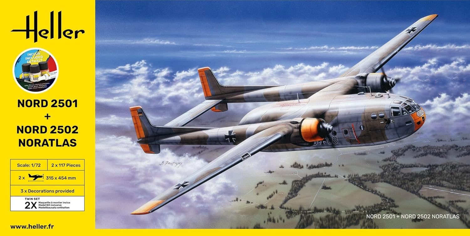 Heller Model Planes: Starter Kit: North 2501 and North 2502 "NORATLAS Twinset