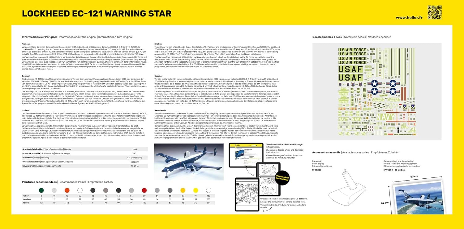 HELLER JOUSTRA Aeroplane model: starter kit: EC 121 warning star