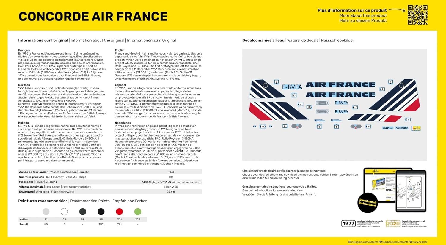 HELLER JOUSTRA Model Airplane: Starter Kit: Concorde Air France