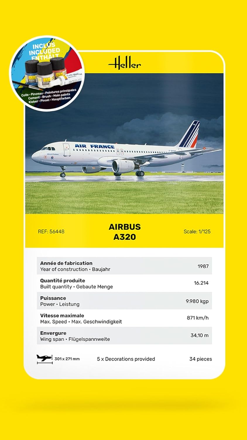 Heller Model Airplane: Starter Kit: Airbus A320 Air France