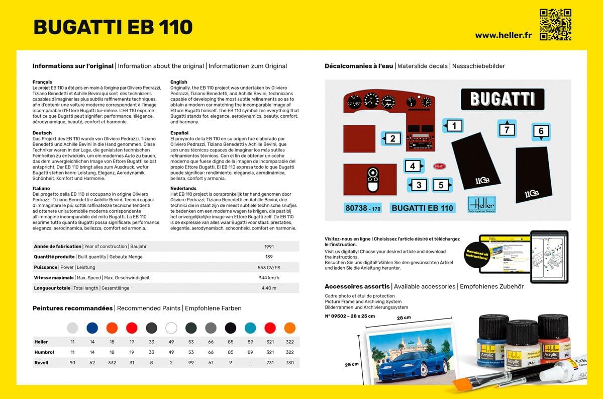 Heller Maquette voiture : Starter Kit : Bugatti Eb 110