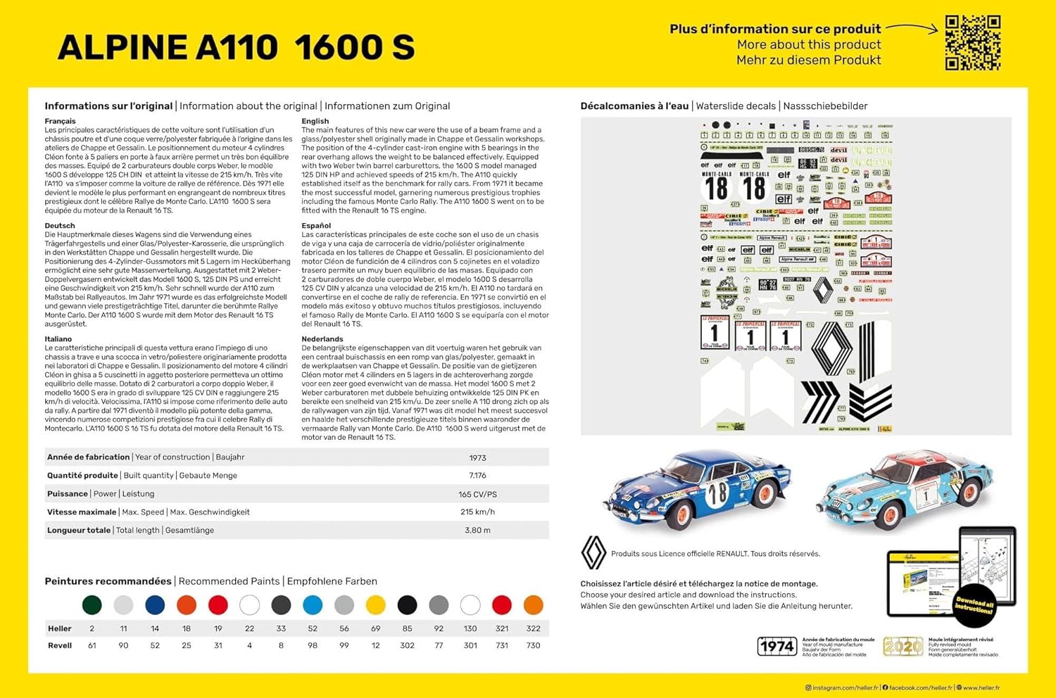 Heller 1:24 Gift Set - Alpine A110 1600S