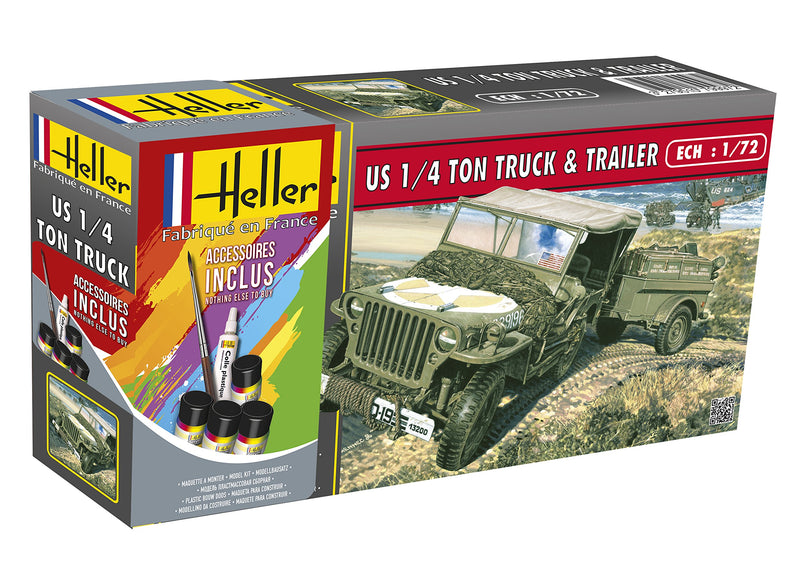 Heller 1:72 Gift Set - US 1/4 Ton Truck Trailer