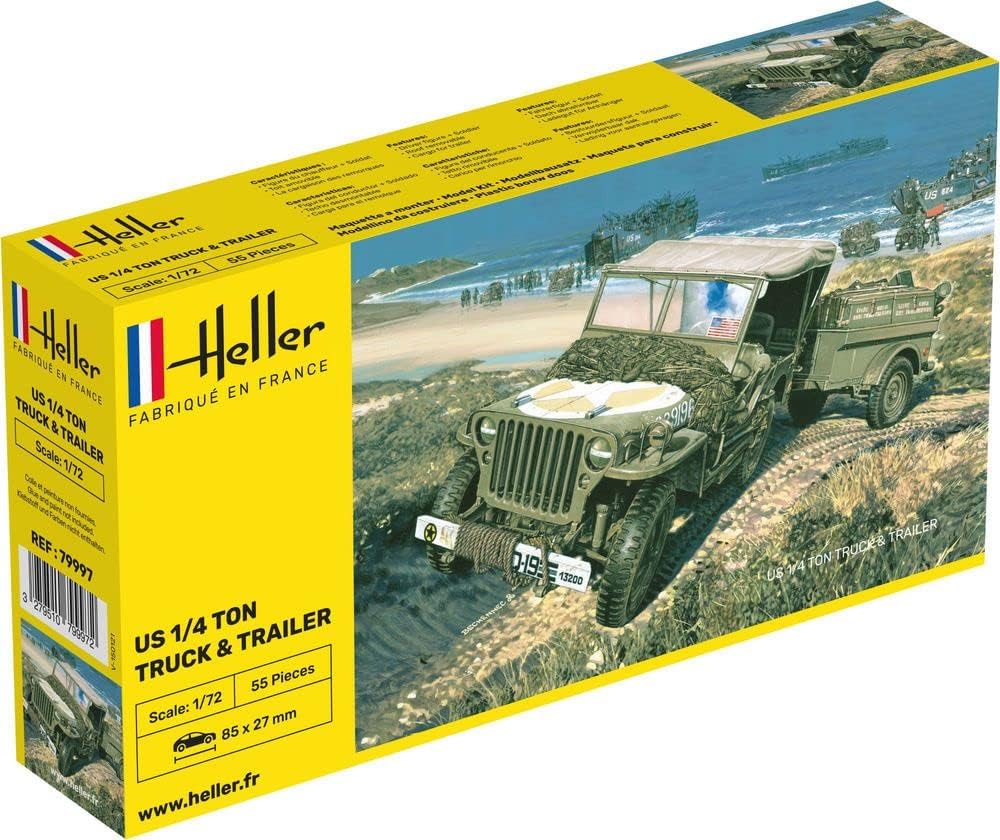 Heller 79997 Mercedes-Benz 1:72 Scale US 1/4 Ton Truck and Trailer Model