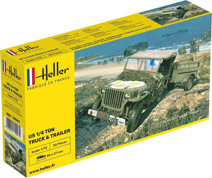 Heller 79997 Mercedes-Benz 1:72 Scale US 1/4 Ton Truck and Trailer Model