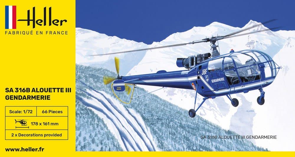 Heller 80286 1:72 Scale SA 316B Alouette III Gendarmerie Model