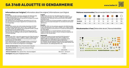 Heller 80286 1:72 Scale SA 316B Alouette III Gendarmerie Model