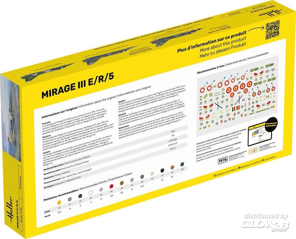 Heller 80323" Mirage III E/R/5 BA Model Kit, 1:72 Scale