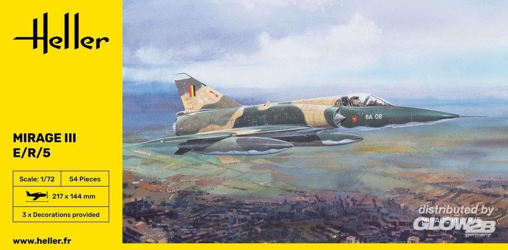 Heller 80323" Mirage III E/R/5 BA Model Kit, 1:72 Scale