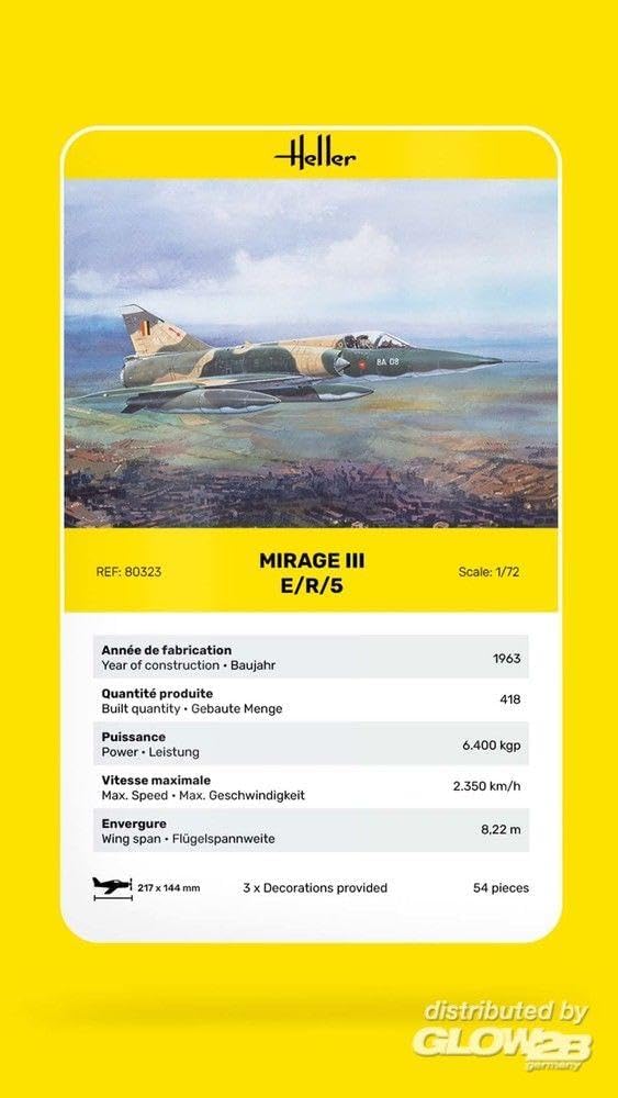 Heller 80323" Mirage III E/R/5 BA Model Kit, 1:72 Scale