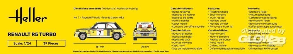 Heller HEL80717 1:24-Renault R5 Turbo,155x73x55mm