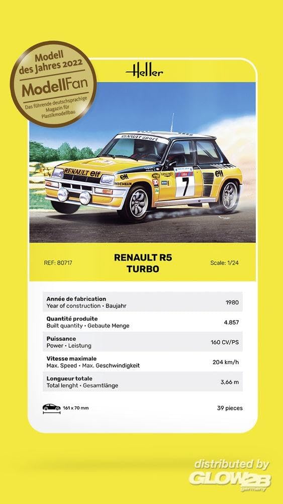 Heller HEL80717 1:24-Renault R5 Turbo,155x73x55mm