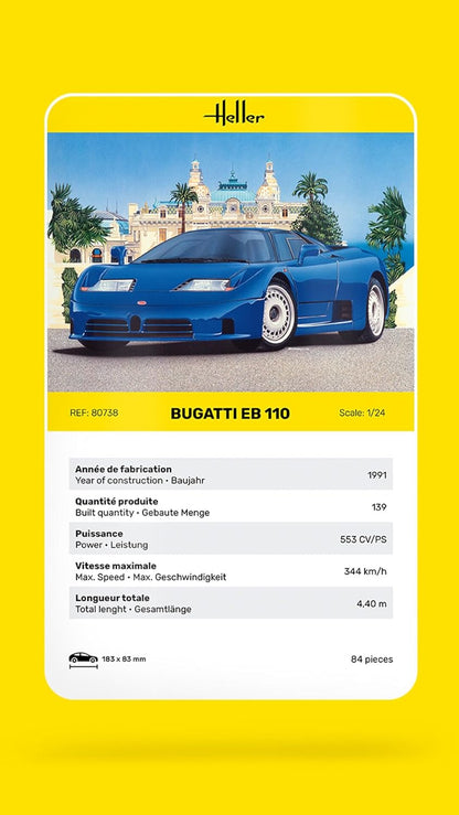 Heller HEL80738 1:24-Bugatti EB 110, Unpainted