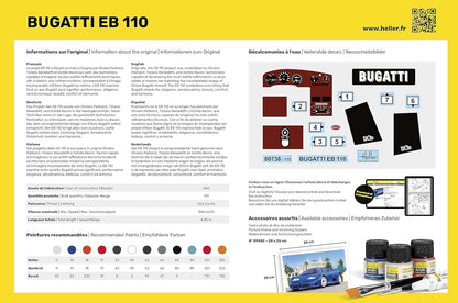 Heller HEL80738 1:24-Bugatti EB 110, Unpainted