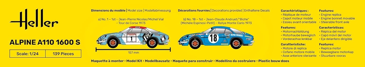Heller- Alpine A110 (1600), Classic Maqueta, Color Gris (80745