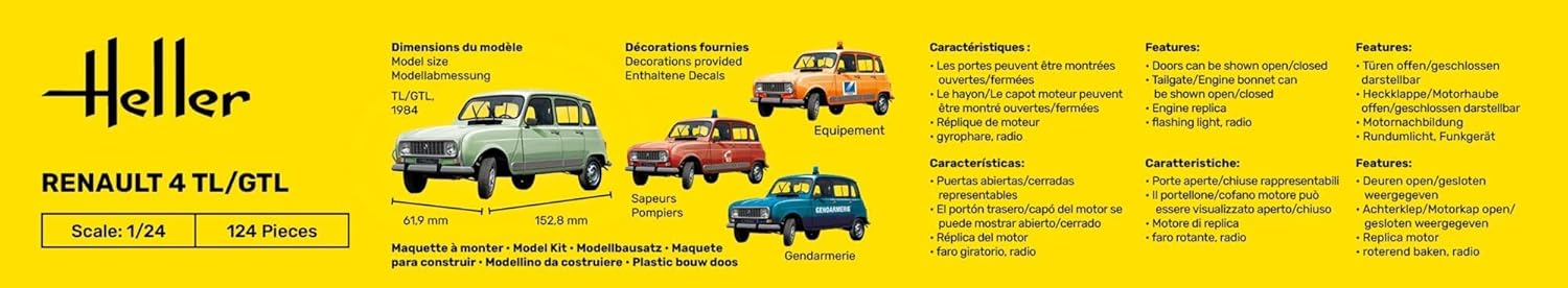 Heller 80759 Renault 4 GTL Plastic Model Kit, 1:24 Scale