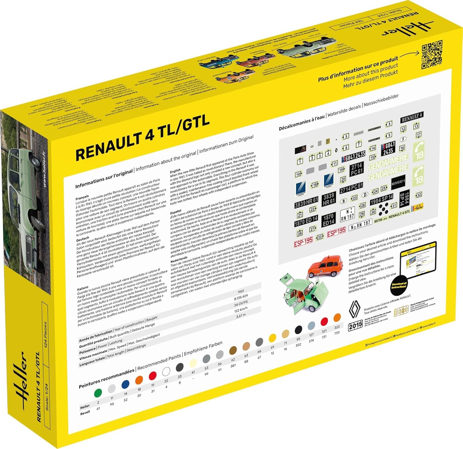 Heller 80759 Renault 4 GTL Plastic Model Kit, 1:24 Scale