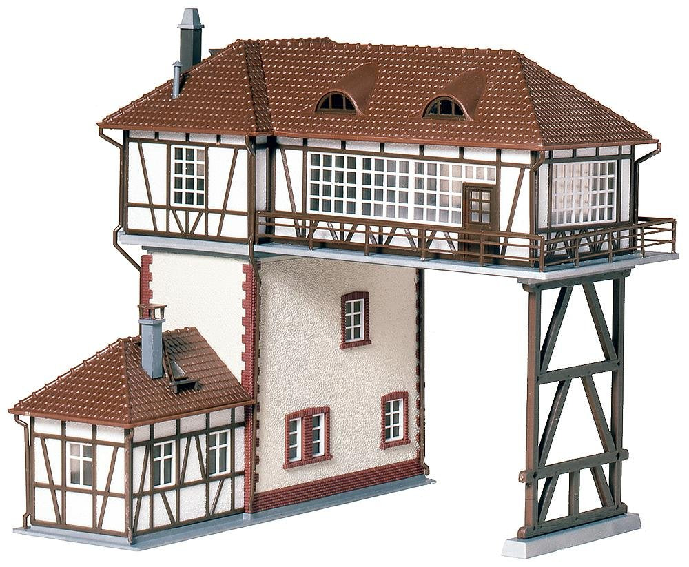FALLER Rijderstellwerk modelbouwset met 133 onderdelen 179 x 168 x 160 mm I modelspoorbaan accessoires H0 gebouw I modelspoorbaan H0 Stellwerk