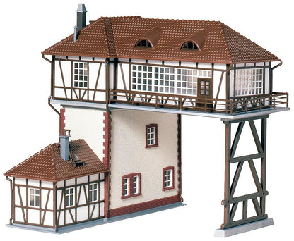 FALLER Rijderstellwerk modelbouwset met 133 onderdelen 179 x 168 x 160 mm I modelspoorbaan accessoires H0 gebouw I modelspoorbaan H0 Stellwerk