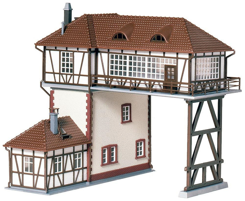 FALLER Rijderstellwerk modelbouwset met 133 onderdelen 179 x 168 x 160 mm I modelspoorbaan accessoires H0 gebouw I modelspoorbaan H0 Stellwerk