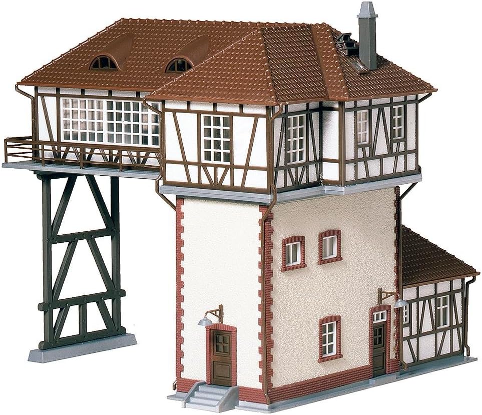 FALLER Rijderstellwerk modelbouwset met 133 onderdelen 179 x 168 x 160 mm I modelspoorbaan accessoires H0 gebouw I modelspoorbaan H0 Stellwerk