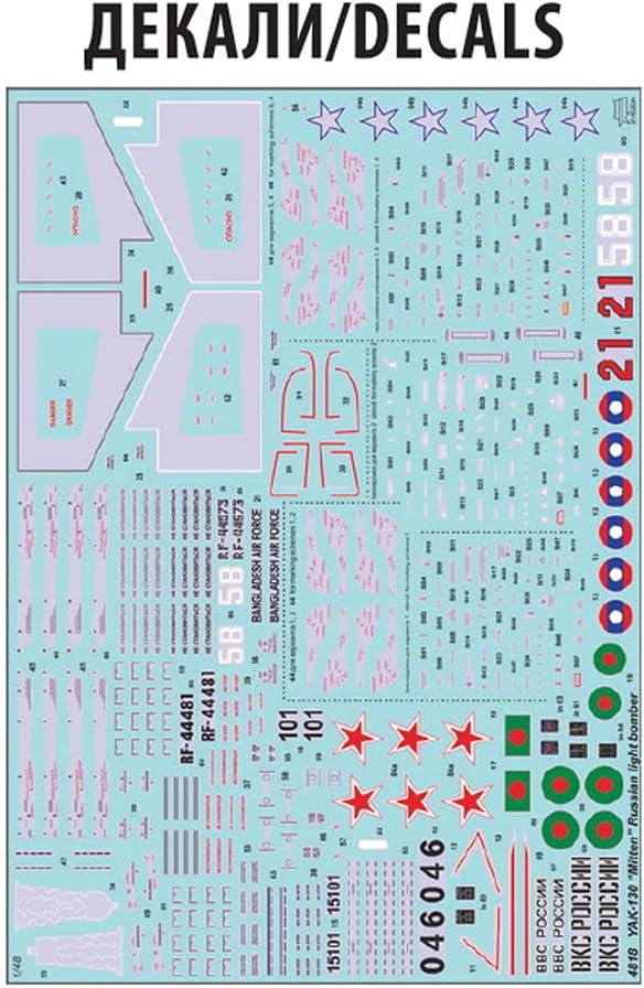 Zvezda Militär 4818 1:48 YAK-130 Mitten Model, Plastic Kit for Assembly, Detailed Replica, Unvarnished