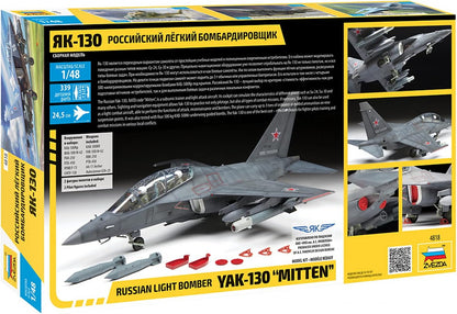 Zvezda Militär 4818 1:48 YAK-130 Mitten Model, Plastic Kit for Assembly, Detailed Replica, Unvarnished